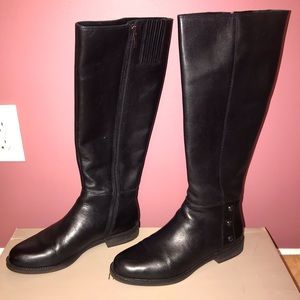 Franco Sarto Black Leather Riding Boots | Size 7.5
